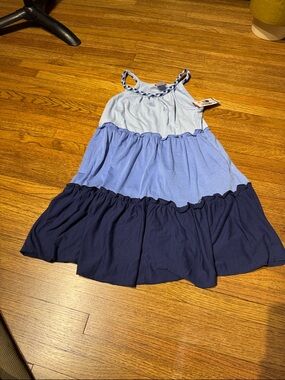 Zunie Blue Tiered Sundress with Braided Straps